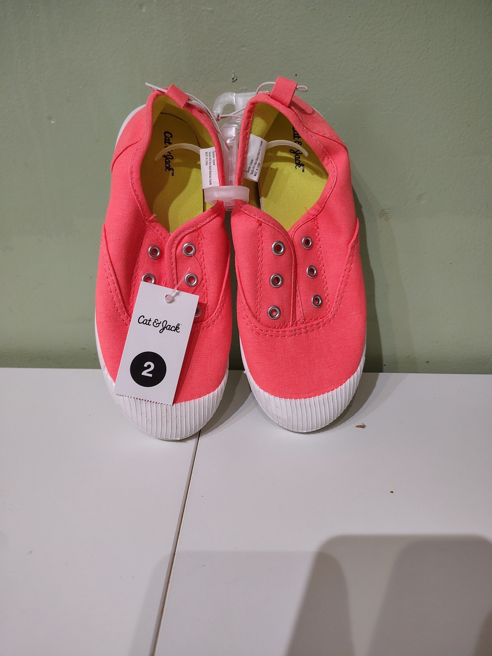 NWT Cat & Jack Pink Peach Bright Big Girl Toddler Shoes Slip Ons Size 2 3